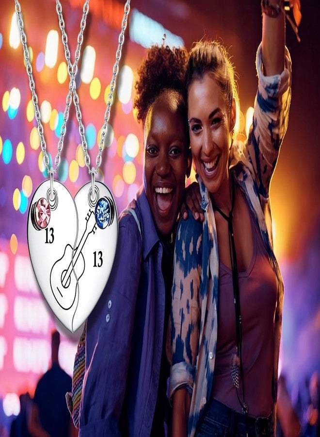 Lezmoii Friendship Necklace Gifts Matching Taylor Guitar Heart Pendant Best Friend Necklace BFF Necklace for 2 Women - Image 3